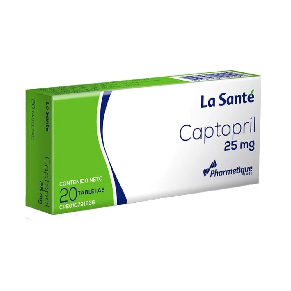 Captopril Pharmetique La Sante 25mg 20Tabletas