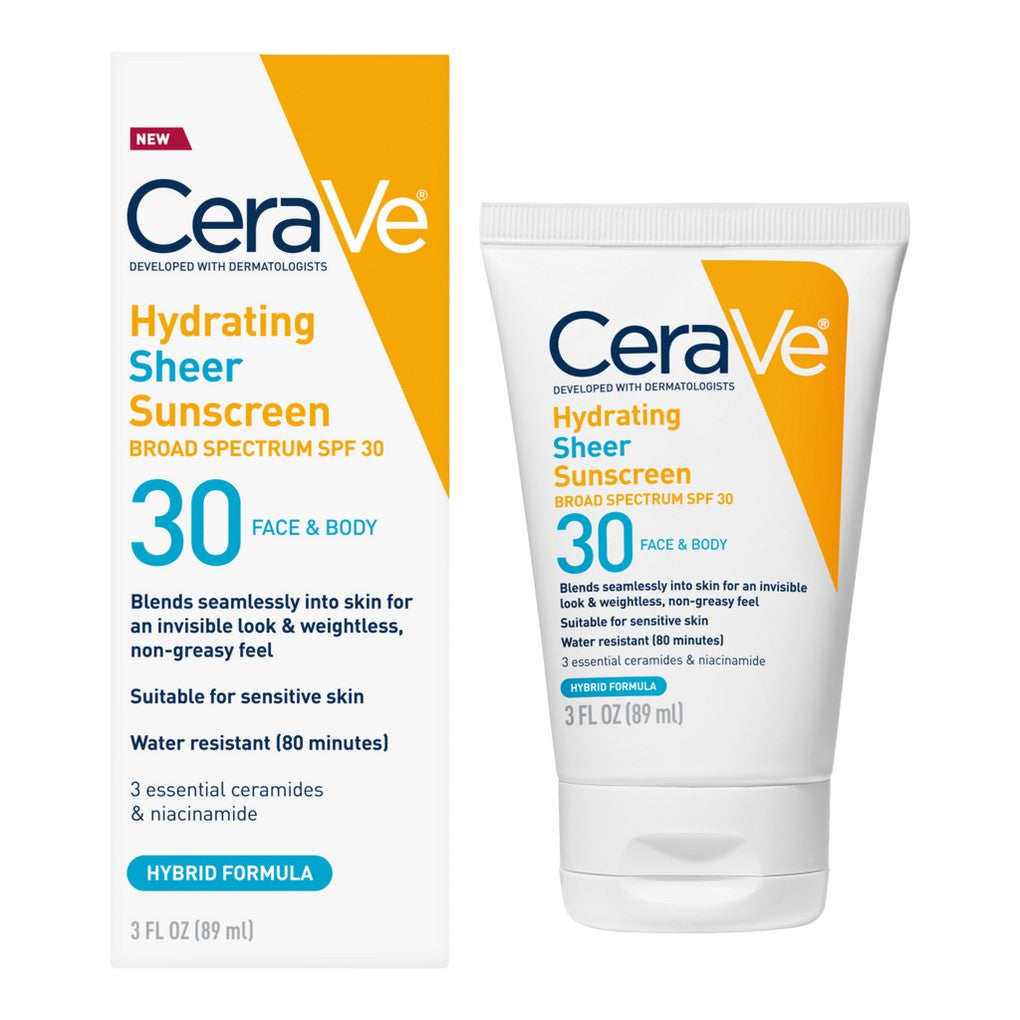 Cerave Hydrating Sheer Sunscreen SPF 30 Face & Body 89ml