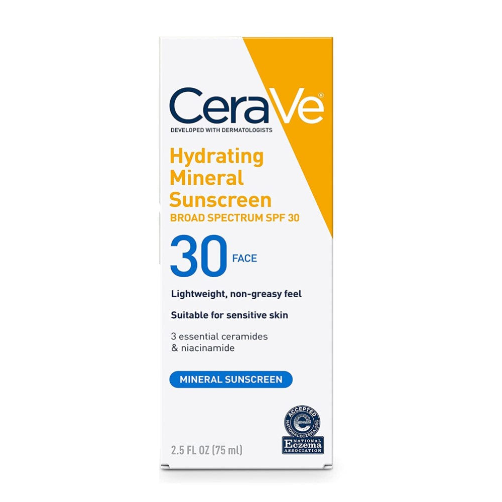 Cerave Sunscreen SPF30 Hydrating Mineral Sunscreen Broad Spectrum Face 75ml