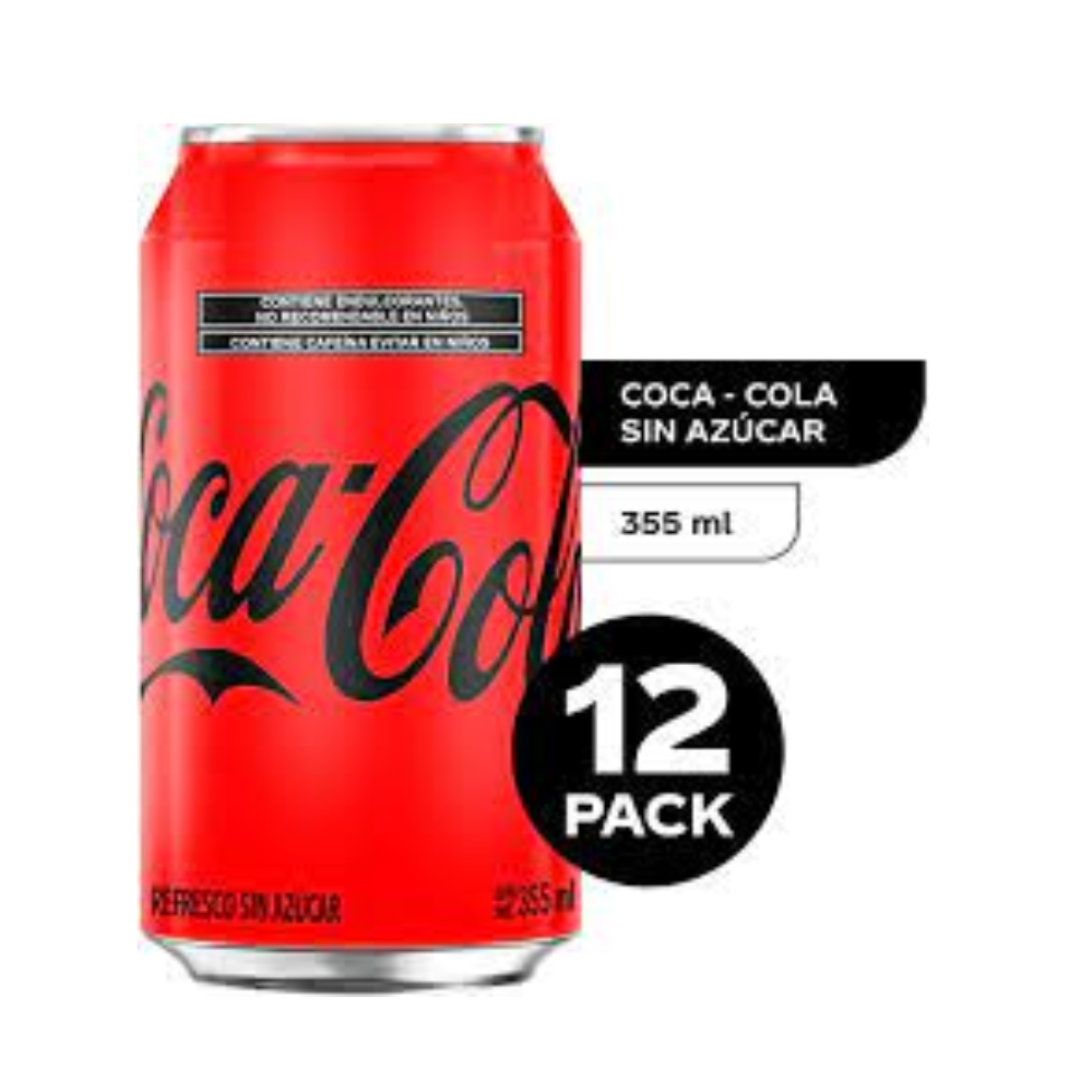 Coca Cola Sin Azúcar Pack de 12 Latas de 355ml