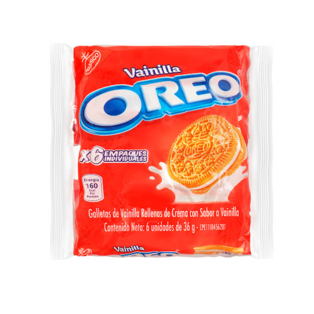 Galletas Oreo Vainilla 6 Unidades de 36gr