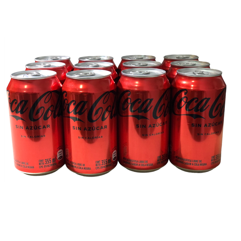 Coca Cola Sin Azucar Pack de 12 Latas de 355ml