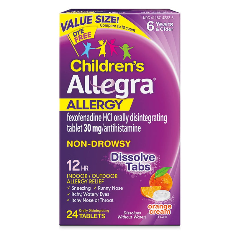 Allegra Children's Fexofenadine 30mg Dissolve Tabs Orange Cream 24und