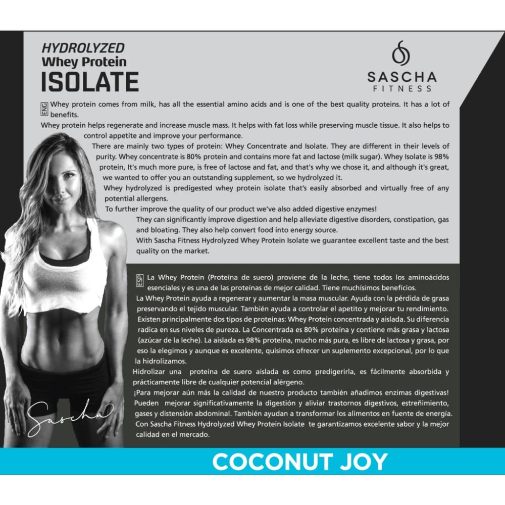 Whey Protein Hidrolizada Isolate by Sascha Fitness sabor Coconut 907g - Madison Center