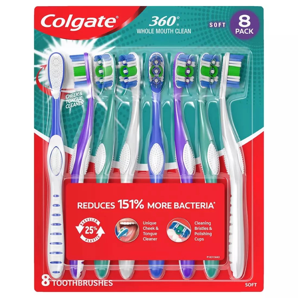 Colgate Set de 8 Cepillos 360° Whole Mouth Clean Soft