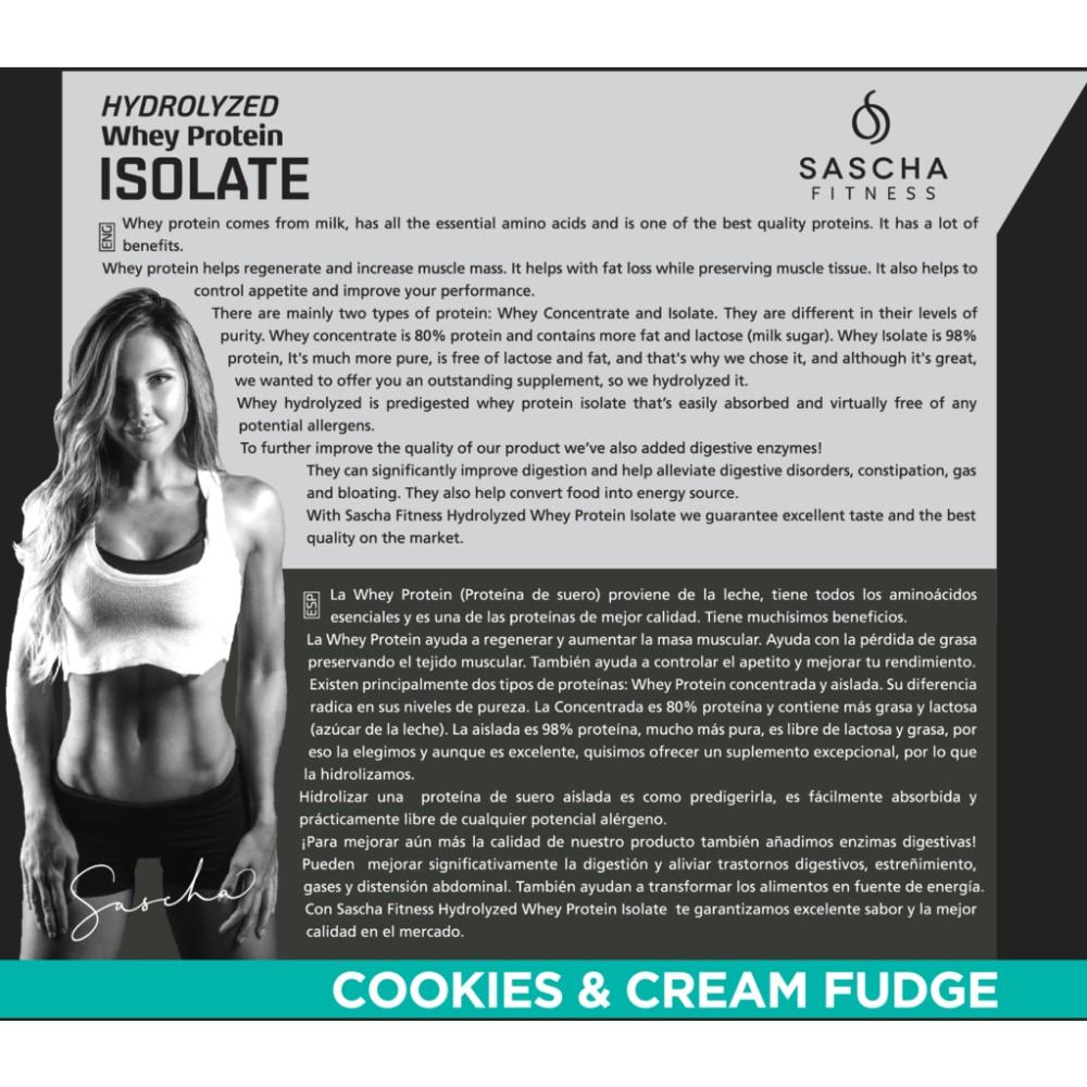Whey Protein Hidrolizada Isolate by Sascha Fitness sabor Cookies & Cream 907g - Madison Center