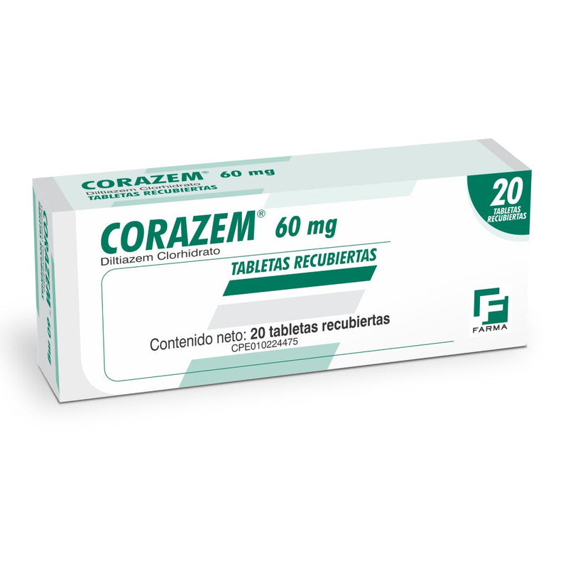 Corazem Farma Diltiazem Clorhidrato 60mg 20Tabletas Recubiertas