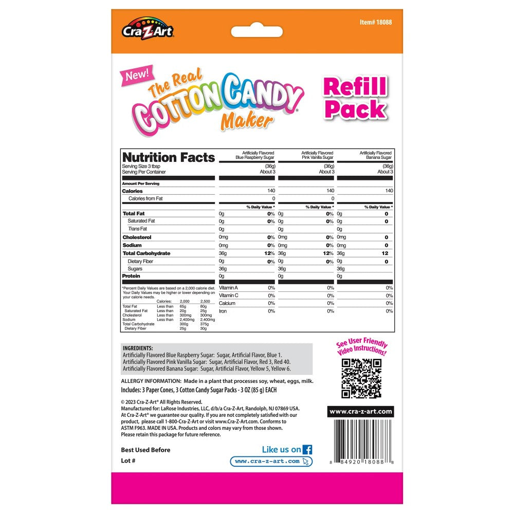 Cra-Z-Art New Real Cotton Candy Refill Variety Pack, Play Food, Multicolor