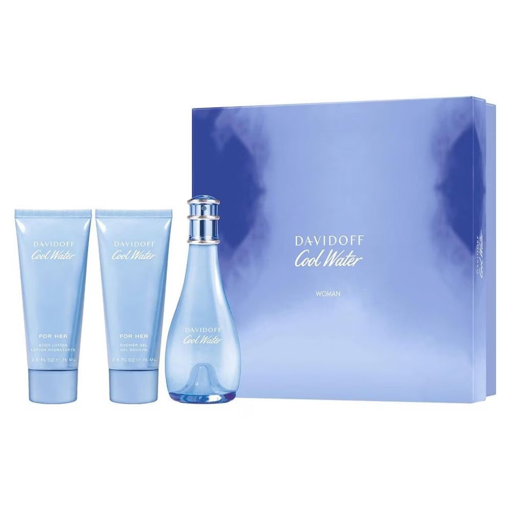 Davidoff Cool Water Set For Woman Eau De Toilette 100ml + Shower Gel 75ml + Body Lotion 75ml