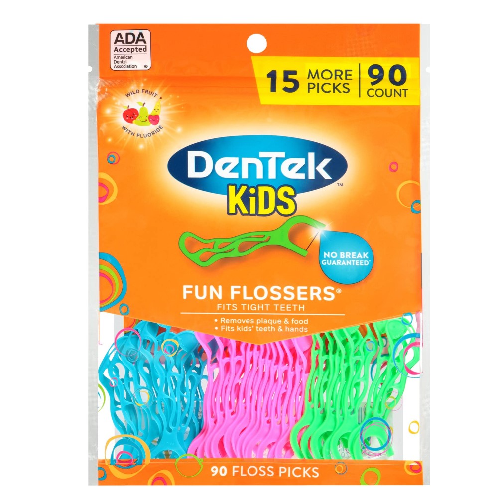 Hilo Dental Para Niños 90 Palitos Fun Flossers Fits Tight Teeth