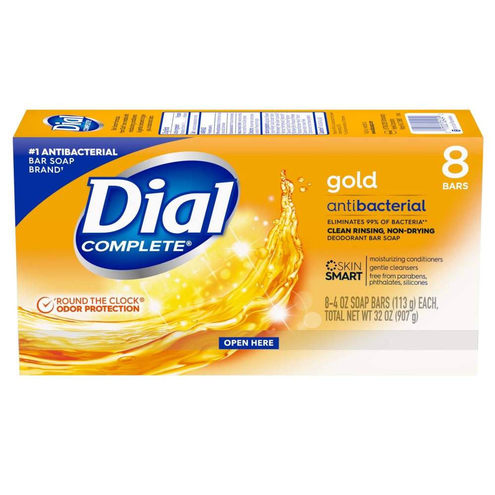 Dial Jabon 8 Und Bar Soap Advanced Clean Antibacterial Gold 113gr c/u