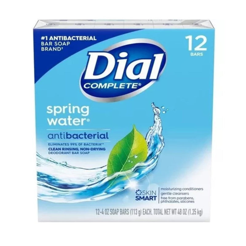 Dial Jabon 12 Und Bar Soap Spring Water Antibacterial 113gr c/u