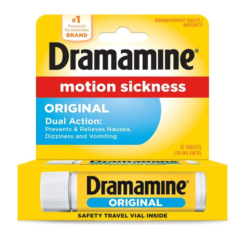 Dramamine Prevents & Relieves Nausea Dizziness and Vomiting 12tablets