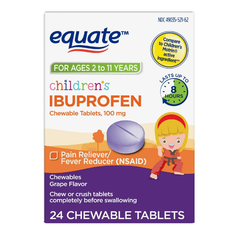 Ibuprofeno Equate Childrens For Age 2 To 11 Years Chewable Tablets 100mg 24und