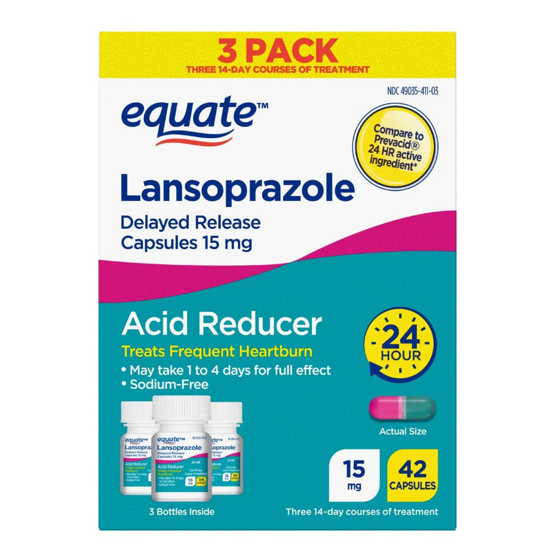Lansoprazole Equate Delayed Release Capsule 15mg 3 Bottles Inside 42 capsules