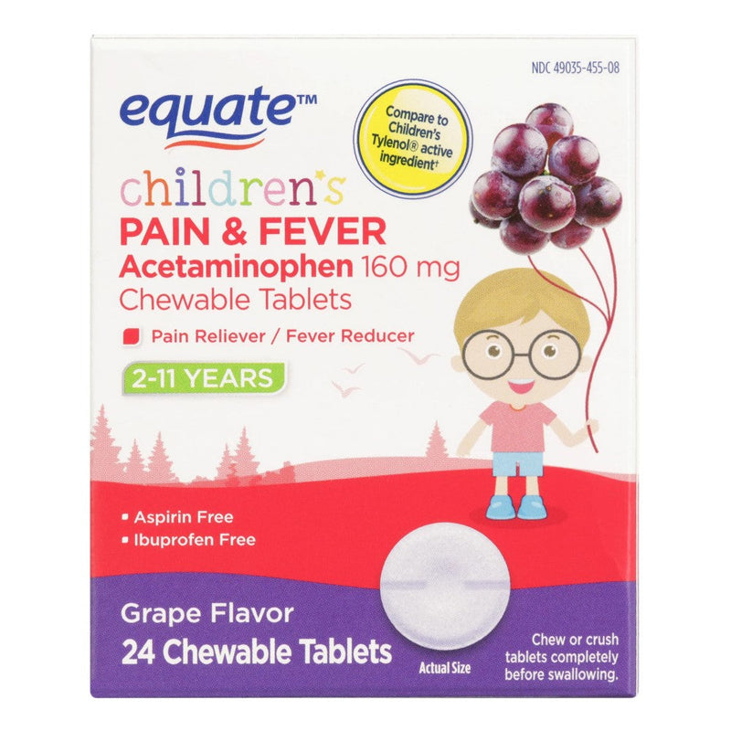 Acetaminofen Equate Childrens For Age 2 To 11 Years Chewable Tablets 160mg 24und