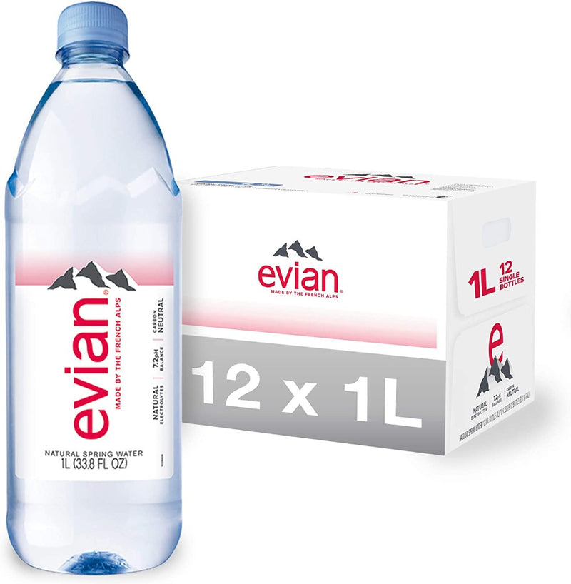 Evian 12 Botellas 1L Agua Natural Spring Water