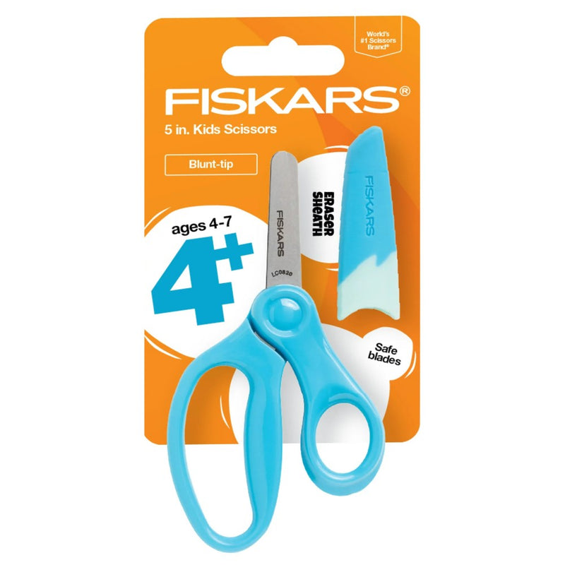 Tijera punta redonda con tapa Fiskars Kids Scissors Blunt-Tip 4-7 años Color Azul