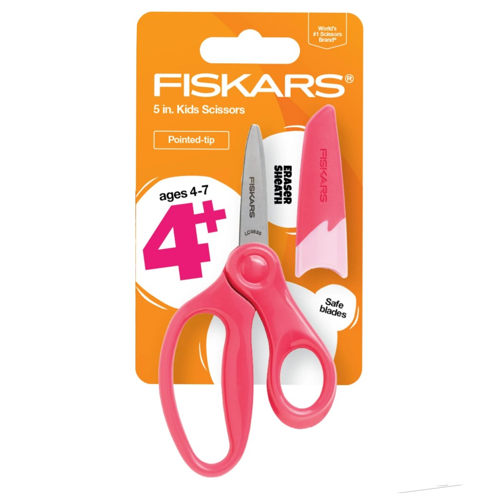 Tijera punta redonda con tapa Fiskars Kids Scissors Blunt-Tip 4-7 años Color Rosado