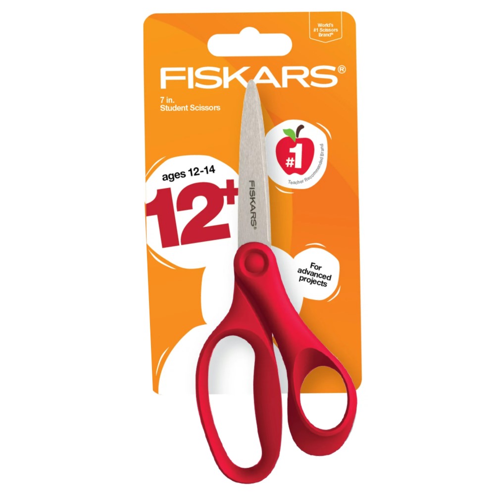 Tijera Fiskars Student Scissors 12+ Color Rojo