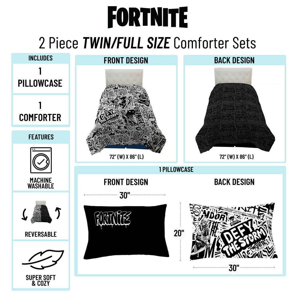 Fortnite Edredon Reversible Tamño Individual Set 2 Pzas