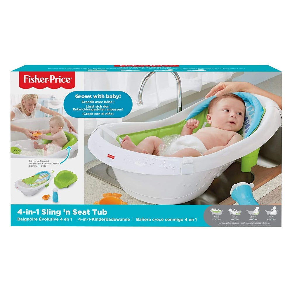 Fisher Price Bañera De Lujo 4 in 1 Blanco y Verde