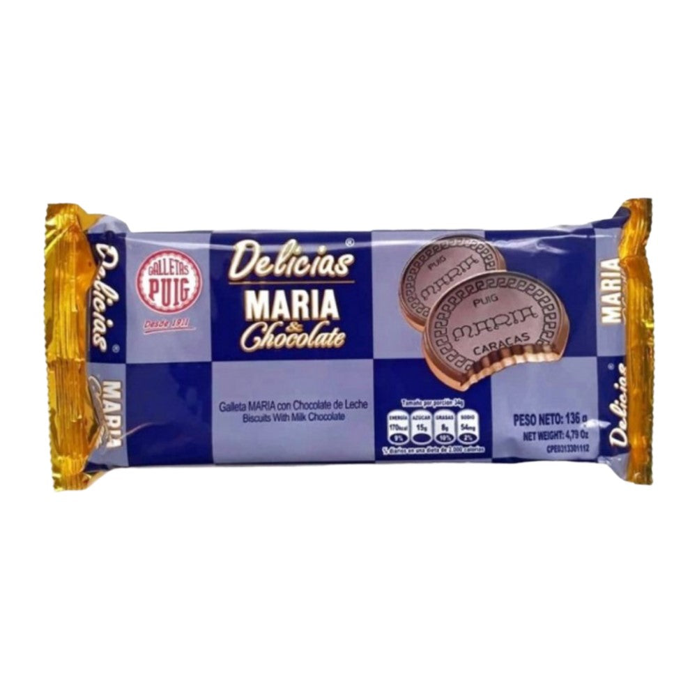 Galletas Maria Puig Delicias Con Chocolate De Leche 4 Paquetes Individuales 136g