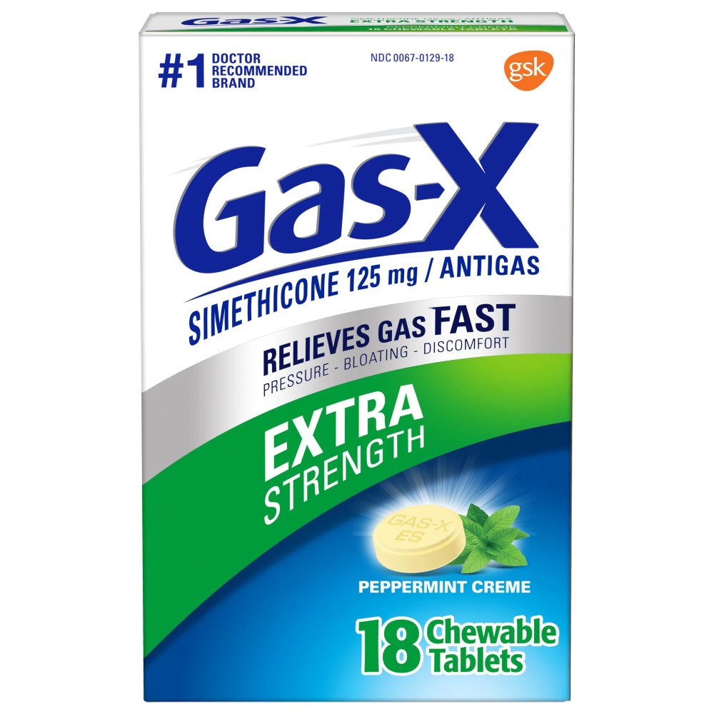 Gas-X Simethicone 125mg Peppermint Creme 18 Chewable Tablets