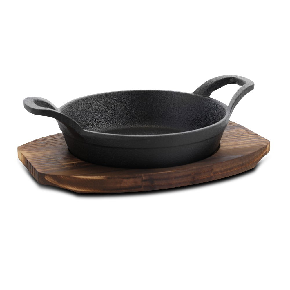 Servidor De Hierro Gibson Fundido Con Base De Madera Quemada 2piezas