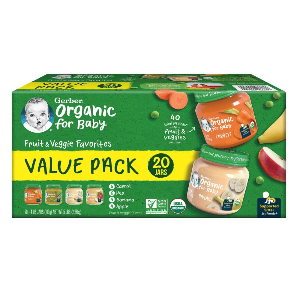 Compotas 20 Gerber Fruit & Veggie Favorites Value Pack 20und 2.26kg