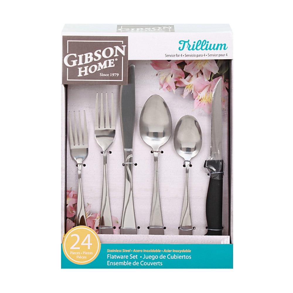 Set De Cubiertos Con Cuchillos para Carne 24 Piezas Gibson Home Trillium