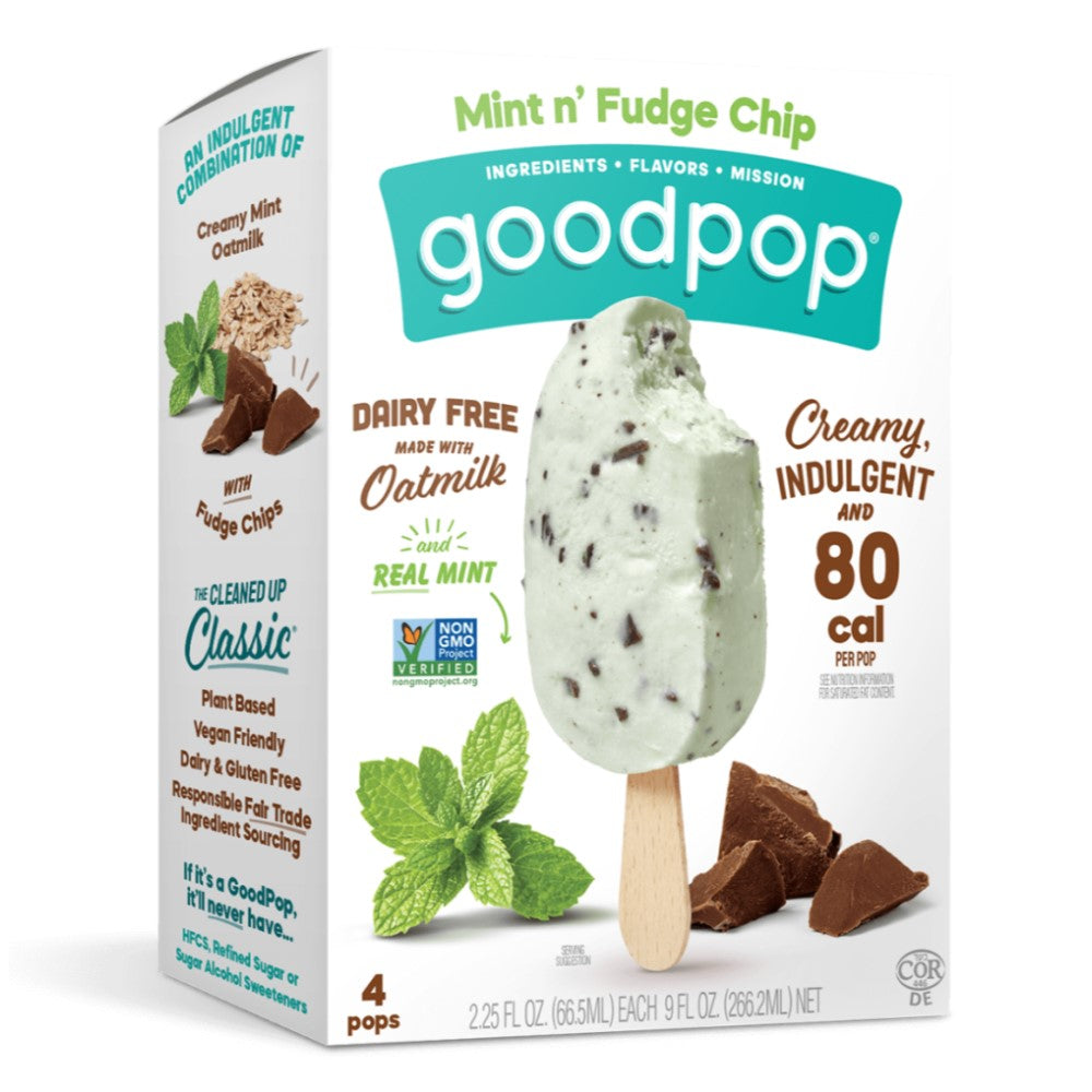 Helado Goodpop 80 Calorias Mint N' Fudge Chip 4und 266.2ml Dairy Free