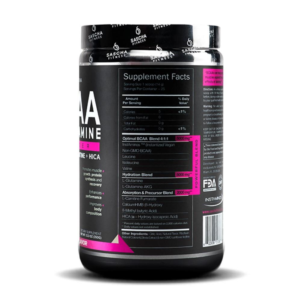 Suplemento Dietetico BCAA con Glutamina by Sascha Fitness Natural Grape 350g - Madison Center