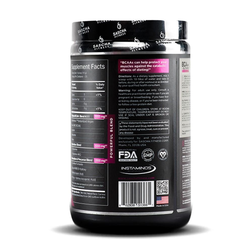 Suplemento Dietetico BCAA con Glutamina by Sascha Fitness Natural Grape 350g - Madison Center