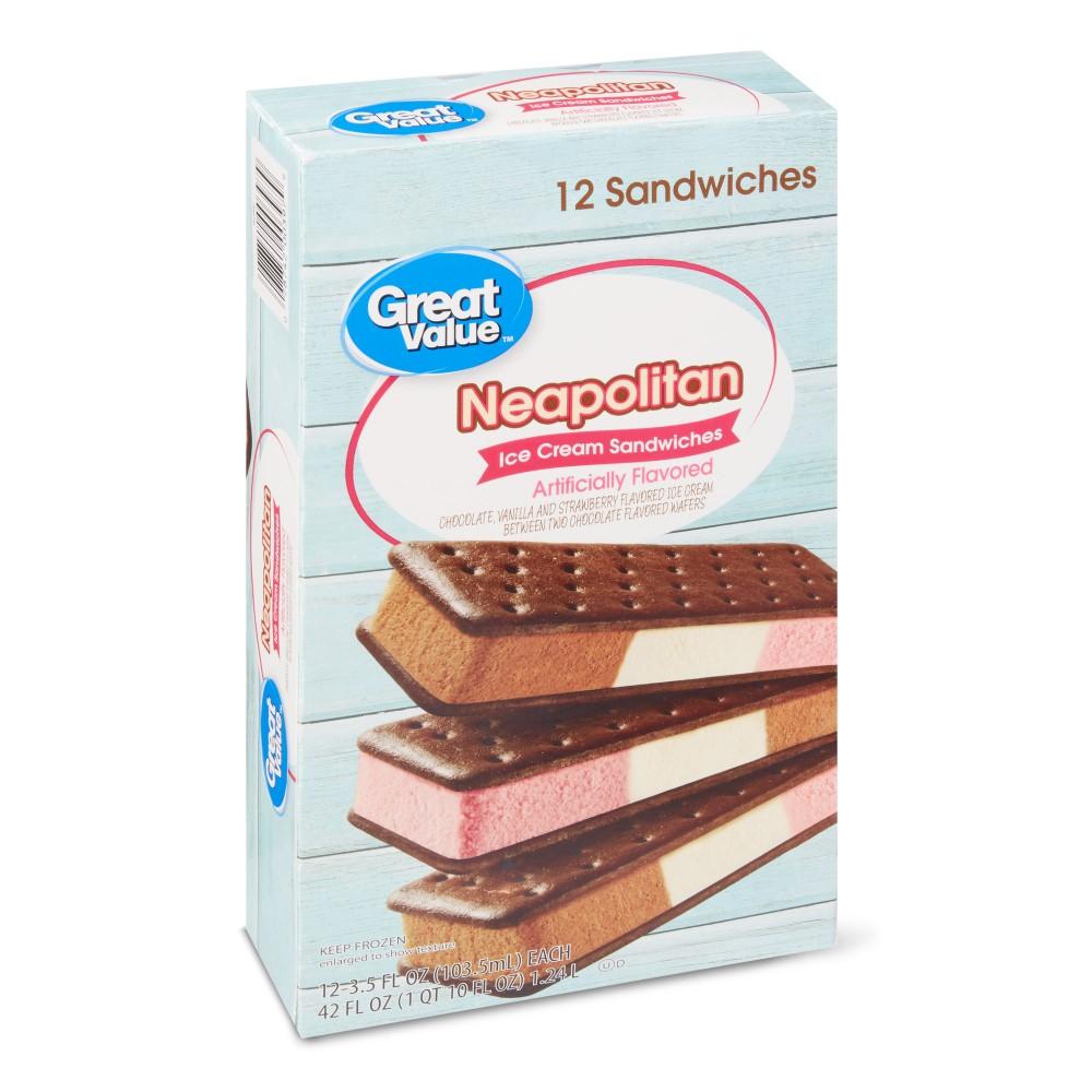 Helados 12 Und Sandwiches Great Value Neapolitan 12 Unidades