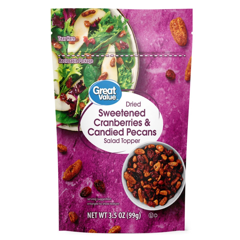 Great Value Dried Sweetened Cranberries Candied Pecans Salad Topper 99gr