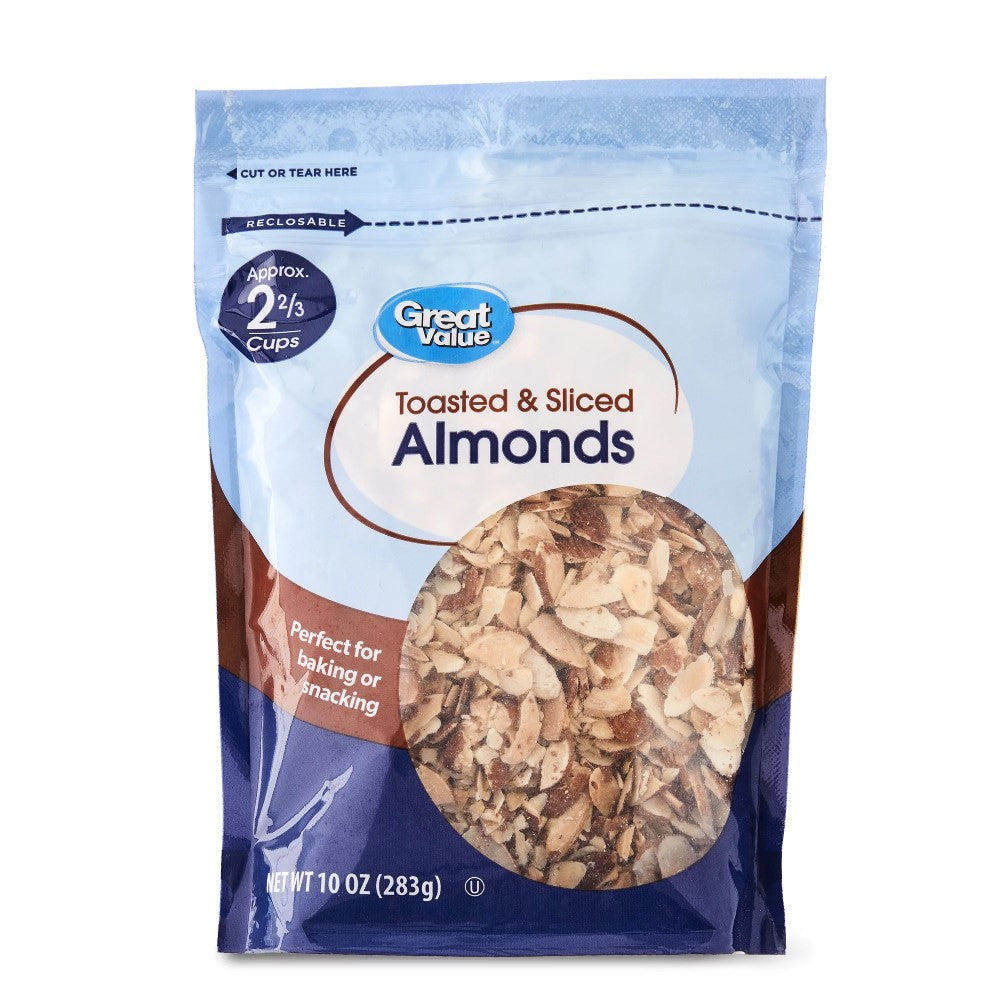 Almendras Great Value Almonds Toasted & Sliced 283g