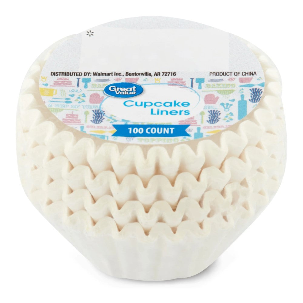 Great Value Mini Cupcake Liners White 100und