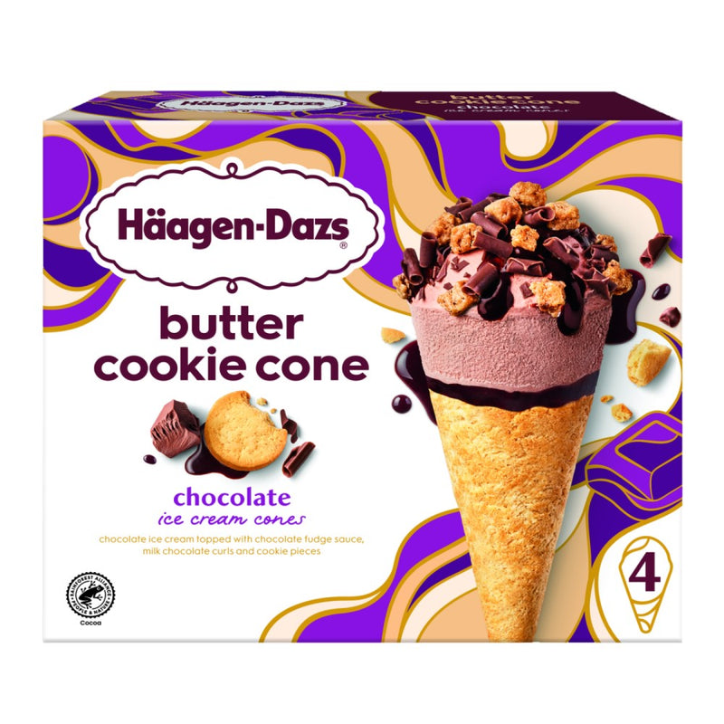 Helado Haagen Dazs Butter Cookie Cone 4und Chocolate  440ml
