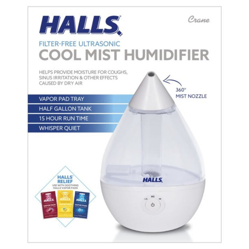 Halls Humidifier Cool Mist Filter Free Ultrasonic Half Gallon Tank 15 Horas