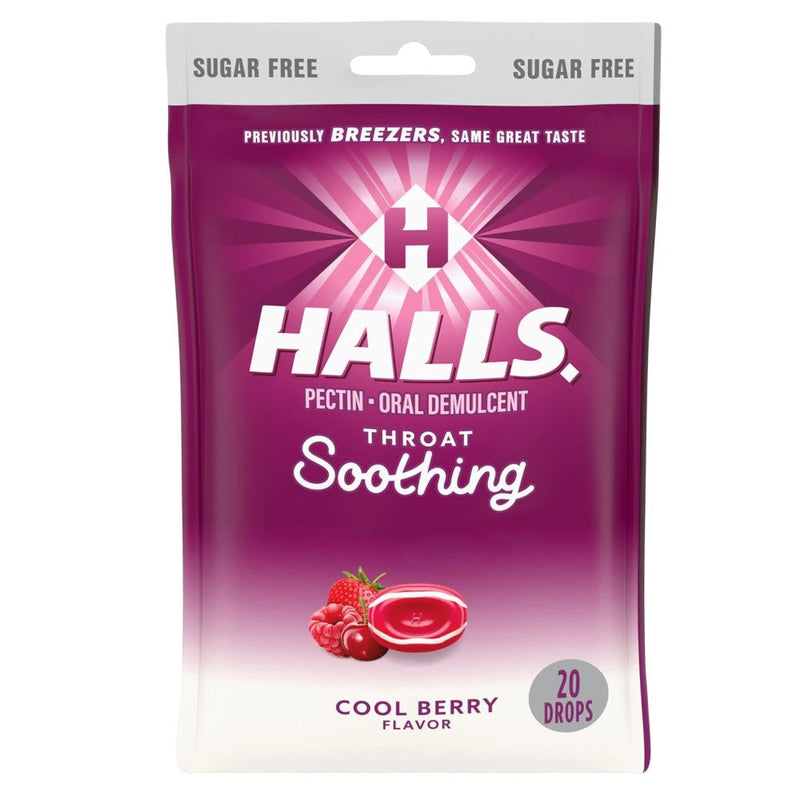Halls Caramelos Throat Soothing Sugar Free Cool Berry 20Droops