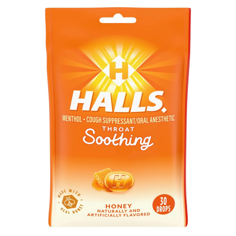 Halls Caramelos Throat Soothing Honey Flavor 30Droops