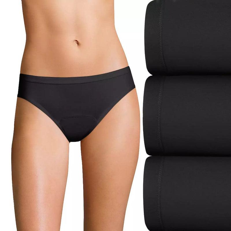 Hanes Bikinis Pack 3 Und Ropa Interior Comfort Period  Para Damas Color Negro