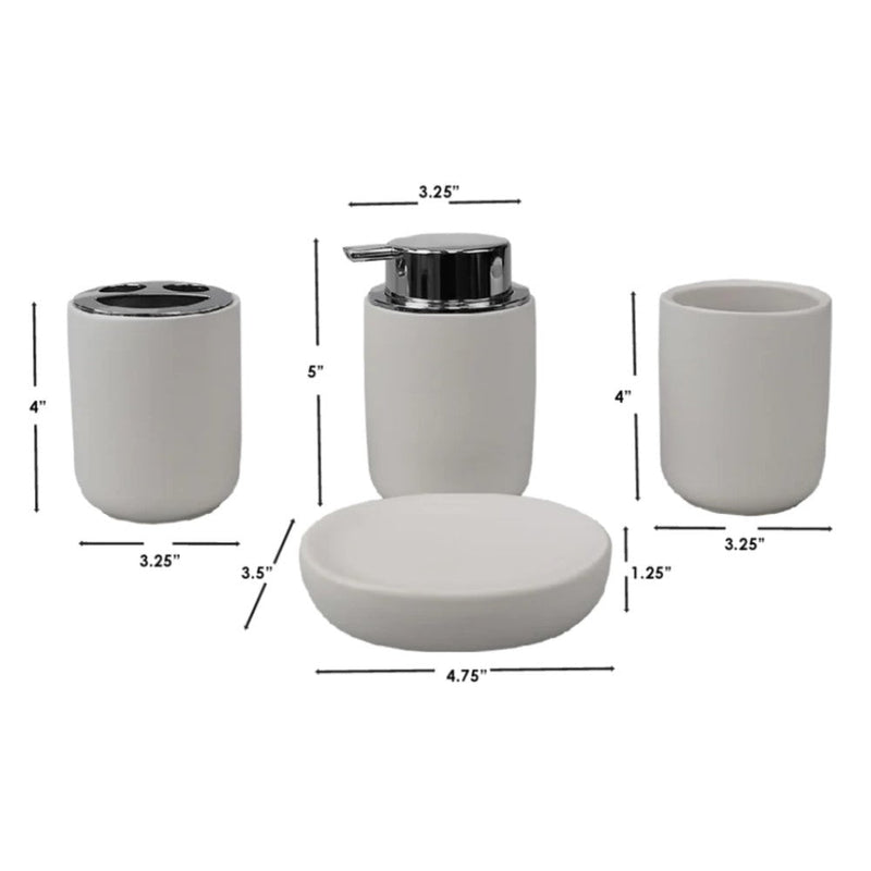 Set de Accesorios Para Baño De Ceramica Luxem Blanco 4piezas