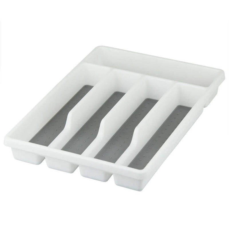 Cubiertera Antideslizante Blanca 5 compartimientos Home Basics Plastic Flatware Tray 32 x 29cmx4.9cm