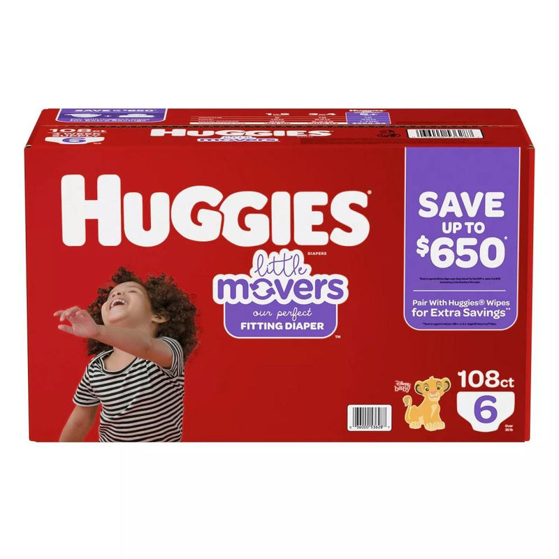 Pañales Huggies Little Movers Talla 6 108 Und