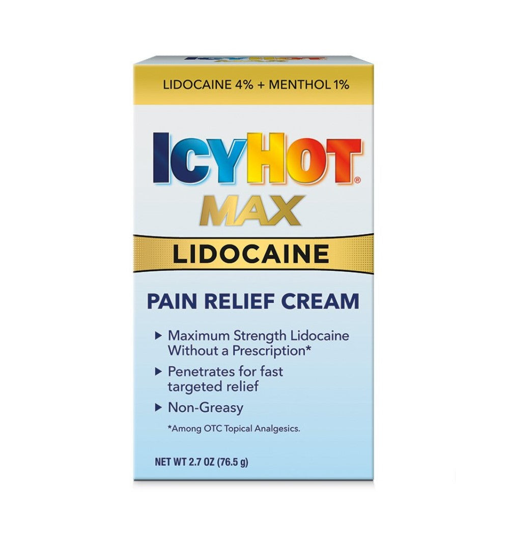 IcyHot Cream Max Pain Relief Lidocaine 76.5g