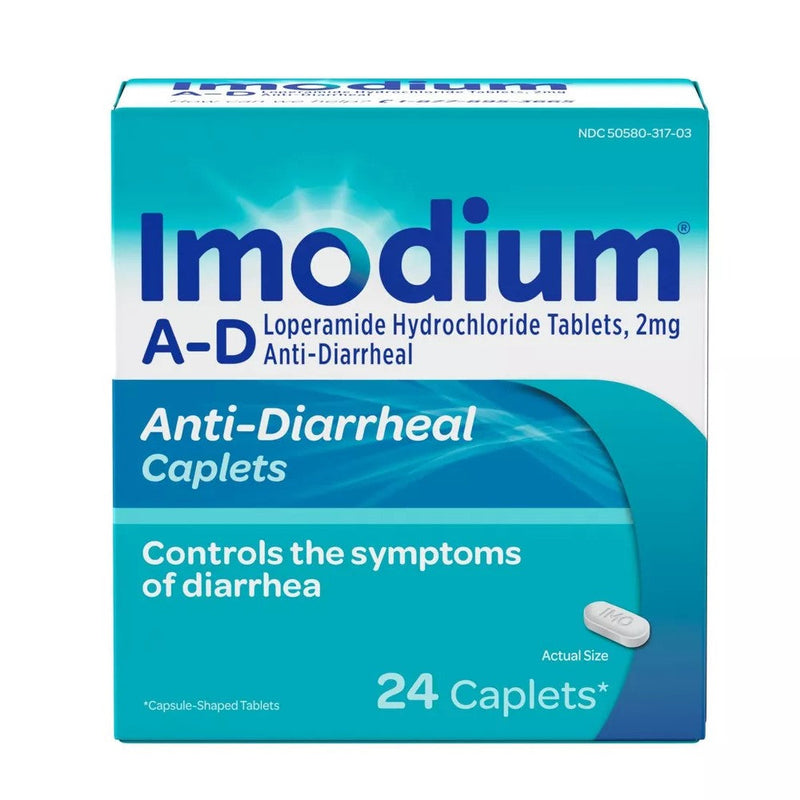 Antidiarreico Imodium A-D Loperamide Hydrochloride Tablets 2mg 24 Caplets