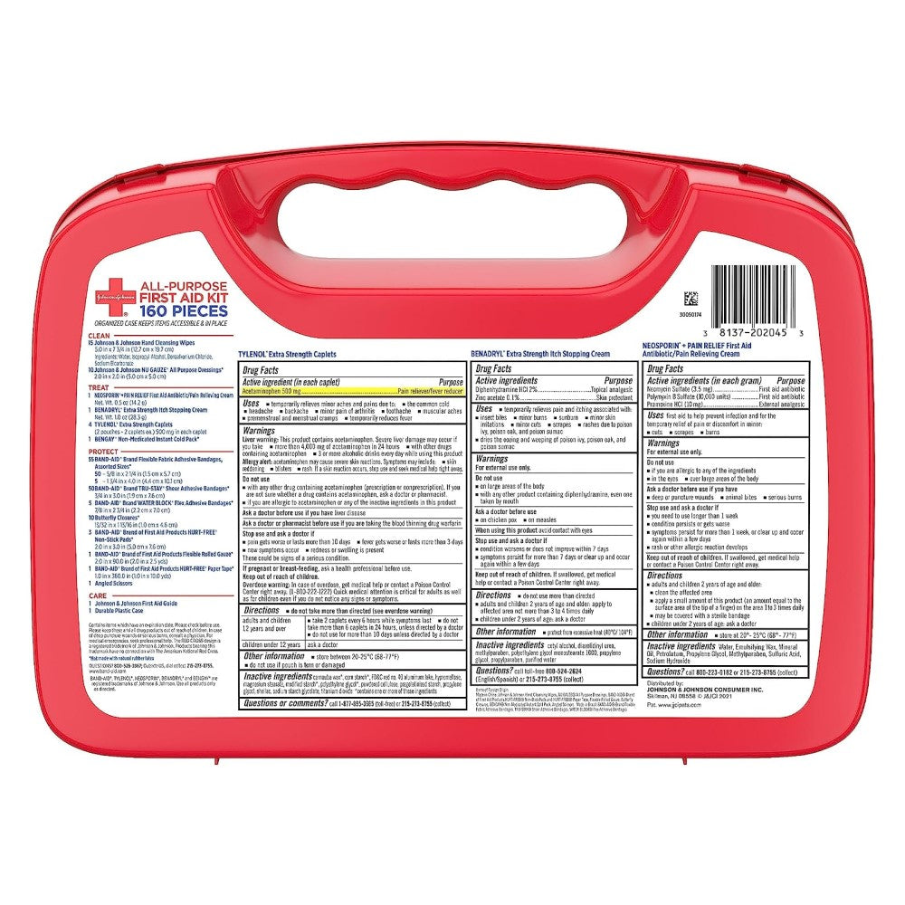 Kit Johnson & Johnson All Purpose First Aid Kit 160pieces