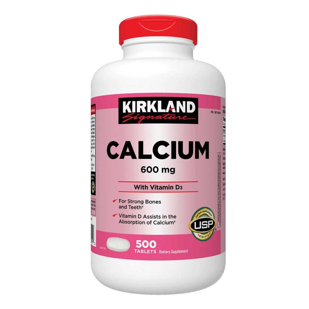 Calcio + Vitamina D3 Kirkland 600mg 500 tabletas - Madison Center